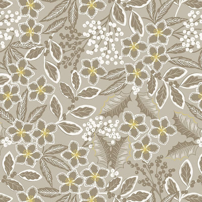 Lewis and Irene Noel Floral Natural With Gold Metallic C66.1