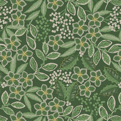 Lewis and Irene Noel Floral Green With Gold Metallic C66.2