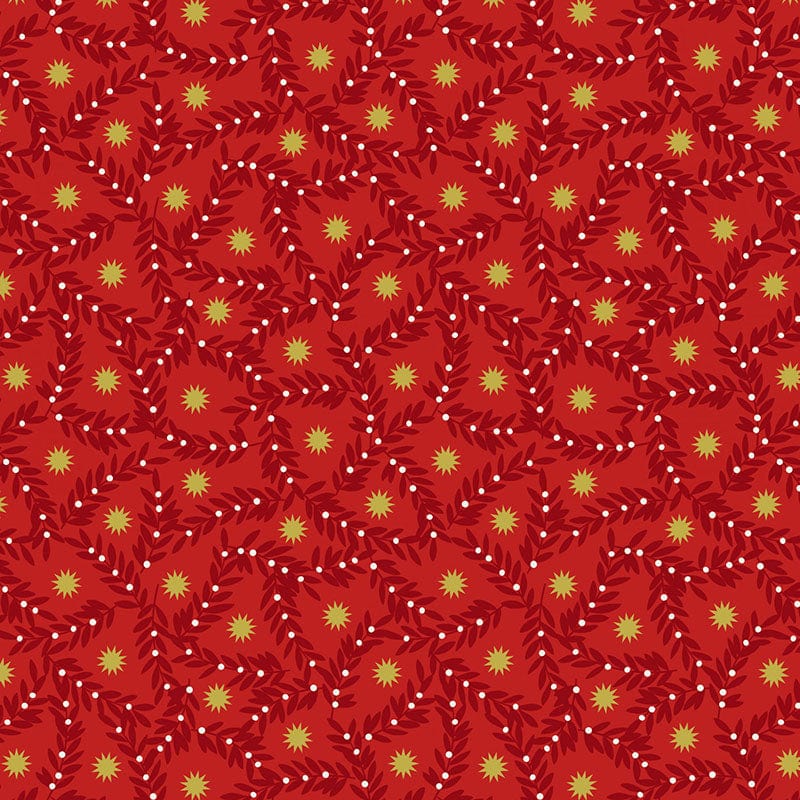 Lewis and Irene Noel Metallic Gold Star and Berries Red C67.3