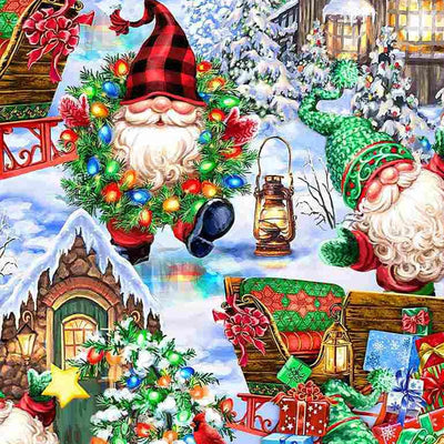 Christmas Gnomes Fabric In Homes Multi CD1387-MULTI