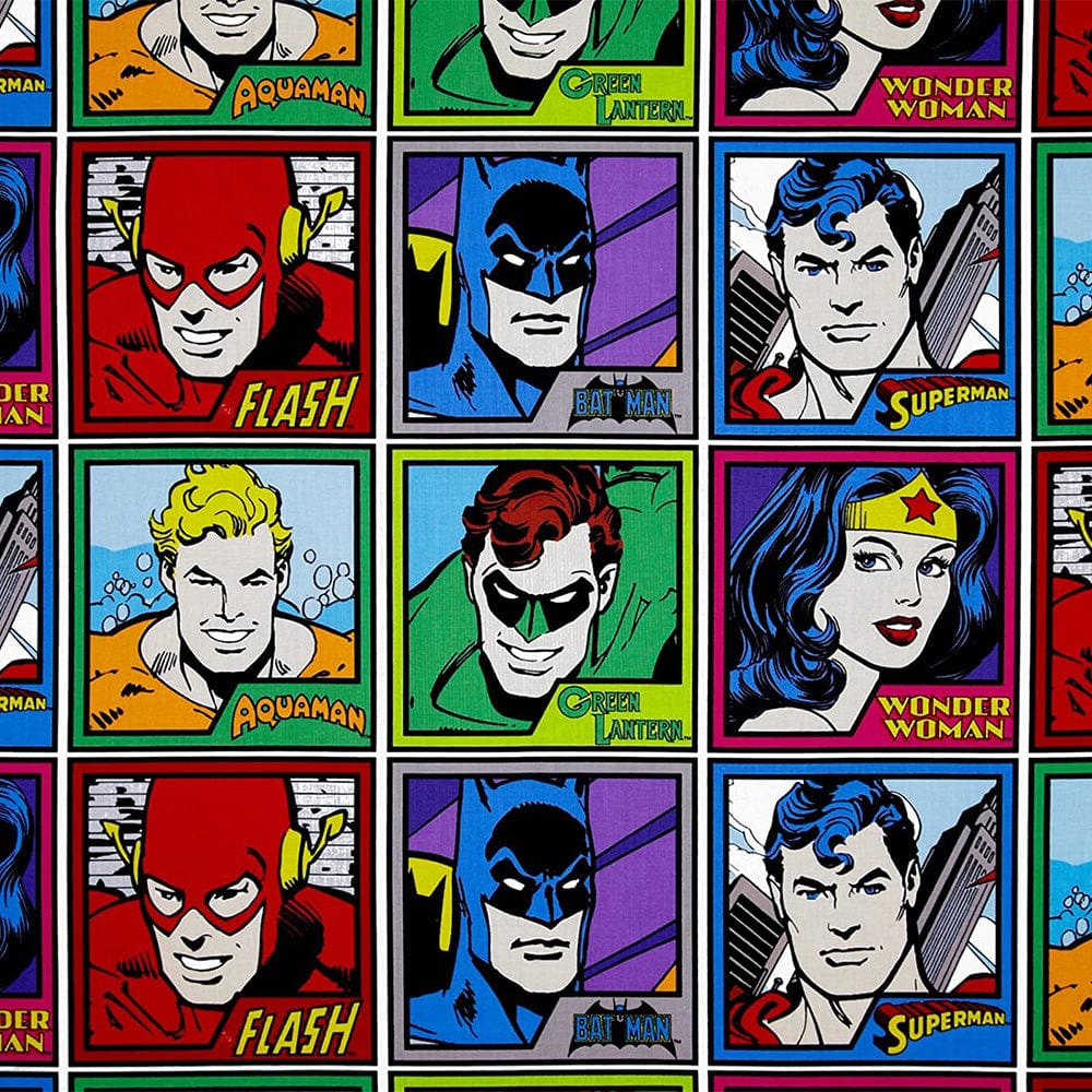 Craft Cotton Co Fabric Panels & Labels DC Comics Meet The Heroes Quilting Fabric 30cm Strips  - The Sewing Studio