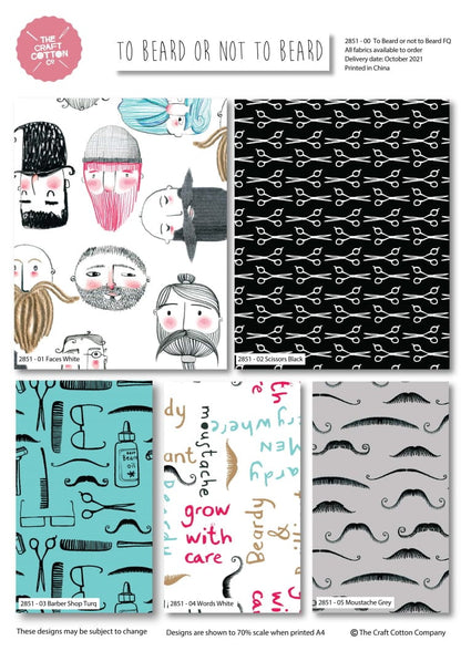 Craft Cotton Co Fabric Pre Cuts To Beard or Not to Beard Fat Quarter Pack  - The Sewing Studio