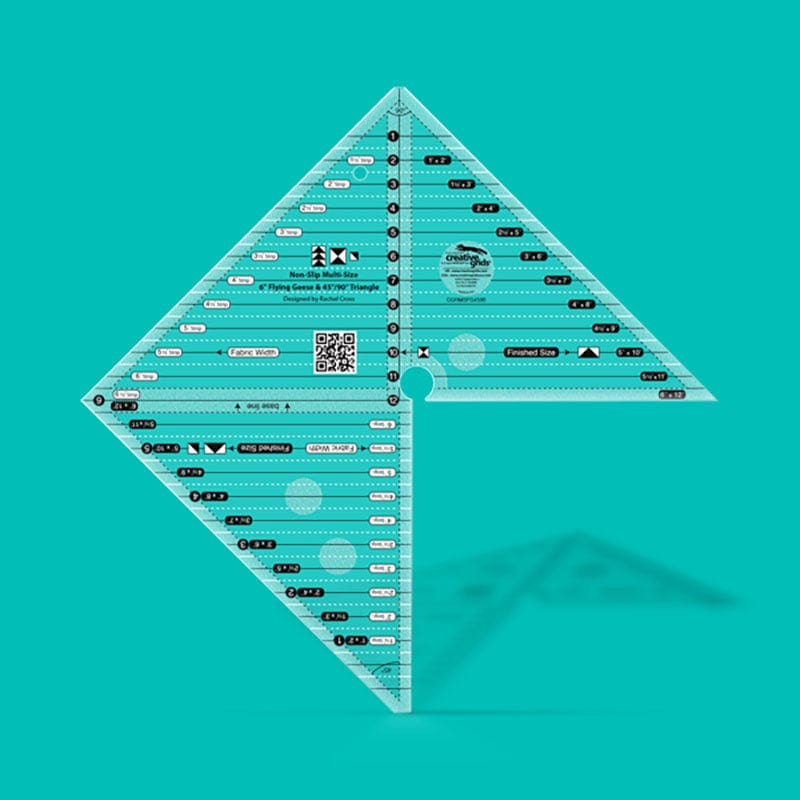 Creative Grids Rulers Stencils Templates Creative Grids Non-Slip 6" Flying Geese and 45° 90° Triangle Ruler  - The Sewing Studio