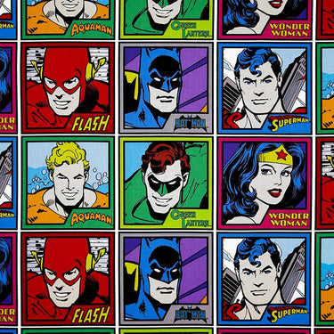 DC Comics Meet The Heroes Quilting Fabric 30cm Strips