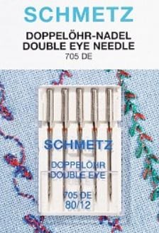 Schmetz Sewing Machine Needles Double Eye Size 80/12 Pack of 5