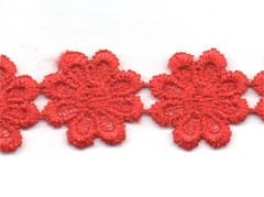 Essential Trimmings Lace Guipure Daisy Lace Trim: 24mm: Red  - The Sewing Studio for sale UK - The Sewing Studio