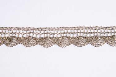 Essential Trimmings Lace Metallic Lace Trim: 20mm wide: Old Gold. Price per metre.  - The Sewing Studio for sale UK - The Sewing Studio