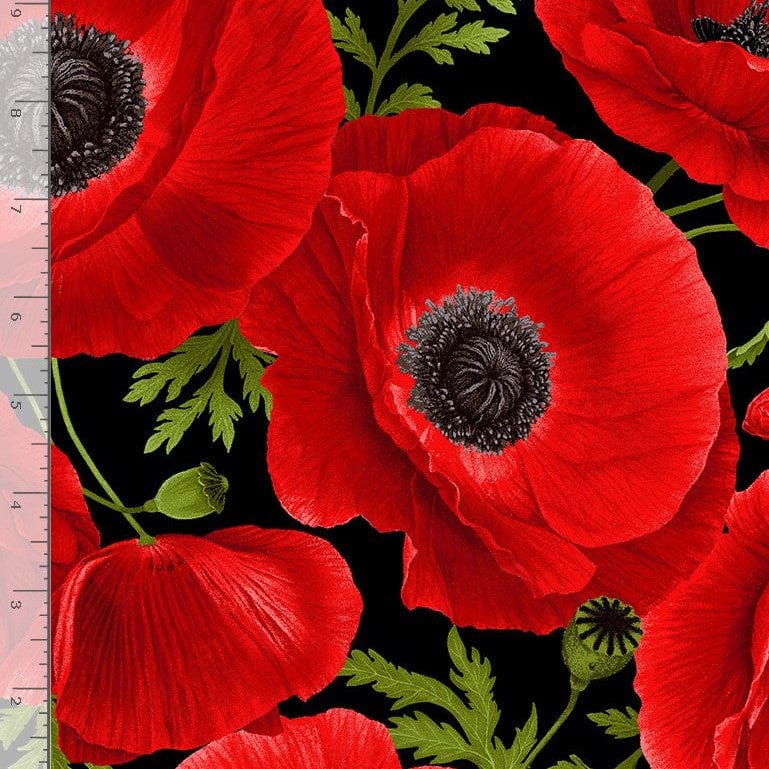 Timeless Treasures Fabric Large Poppy Red