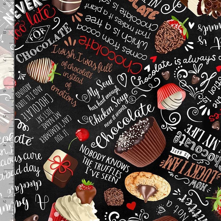 Timeless Treasures Fabric Chocolate Lovers Text