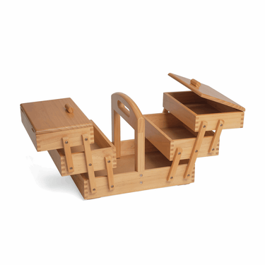 Cantilever Three Tier Wooden Sewing Box
