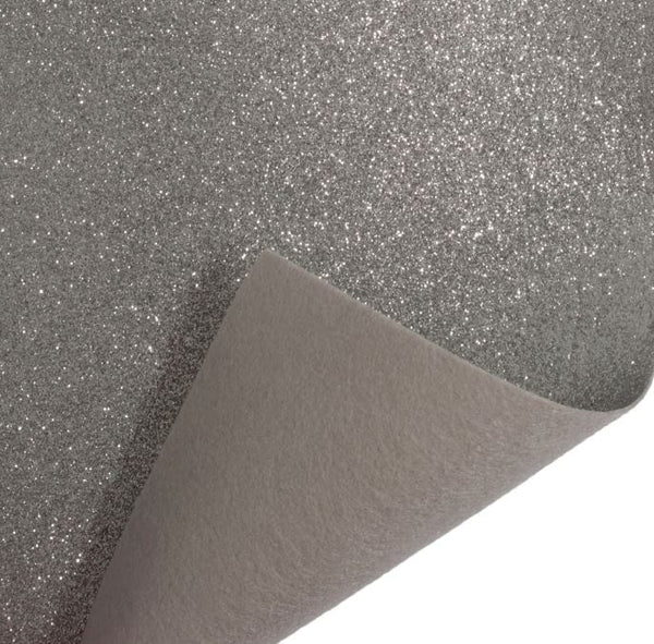 Glitter Felt Fabric Sheet Silver 23cm x 30cm