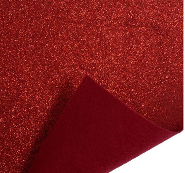 Glitter Felt Fabric Sheet Red 23cm x 30cm