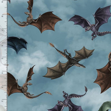 Timeless Treasures Fabric Dragons Blue