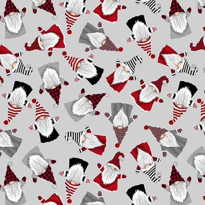 Gnome for the Holidays Fabric Mini-Gnomes Grey C1365-GREY