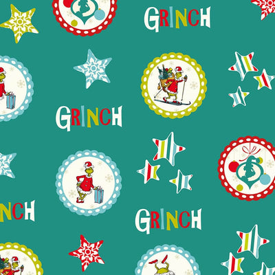 Grinch Christmas Fabric Snowflake & Stars 2902-04