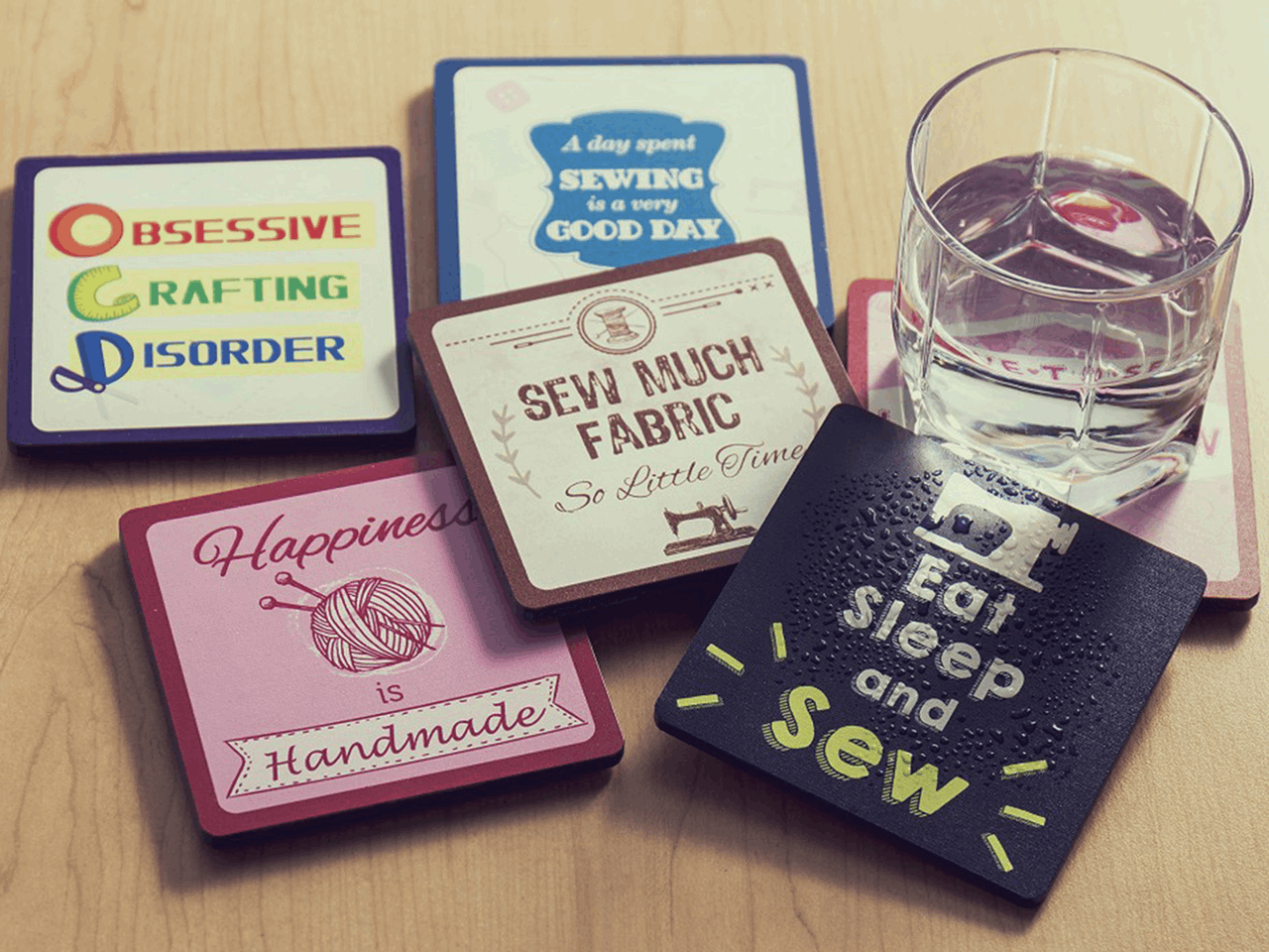 Groves Quilting Accessories Sewing Themed Coaster Eat Sleep And Sew  - The Sewing Studio