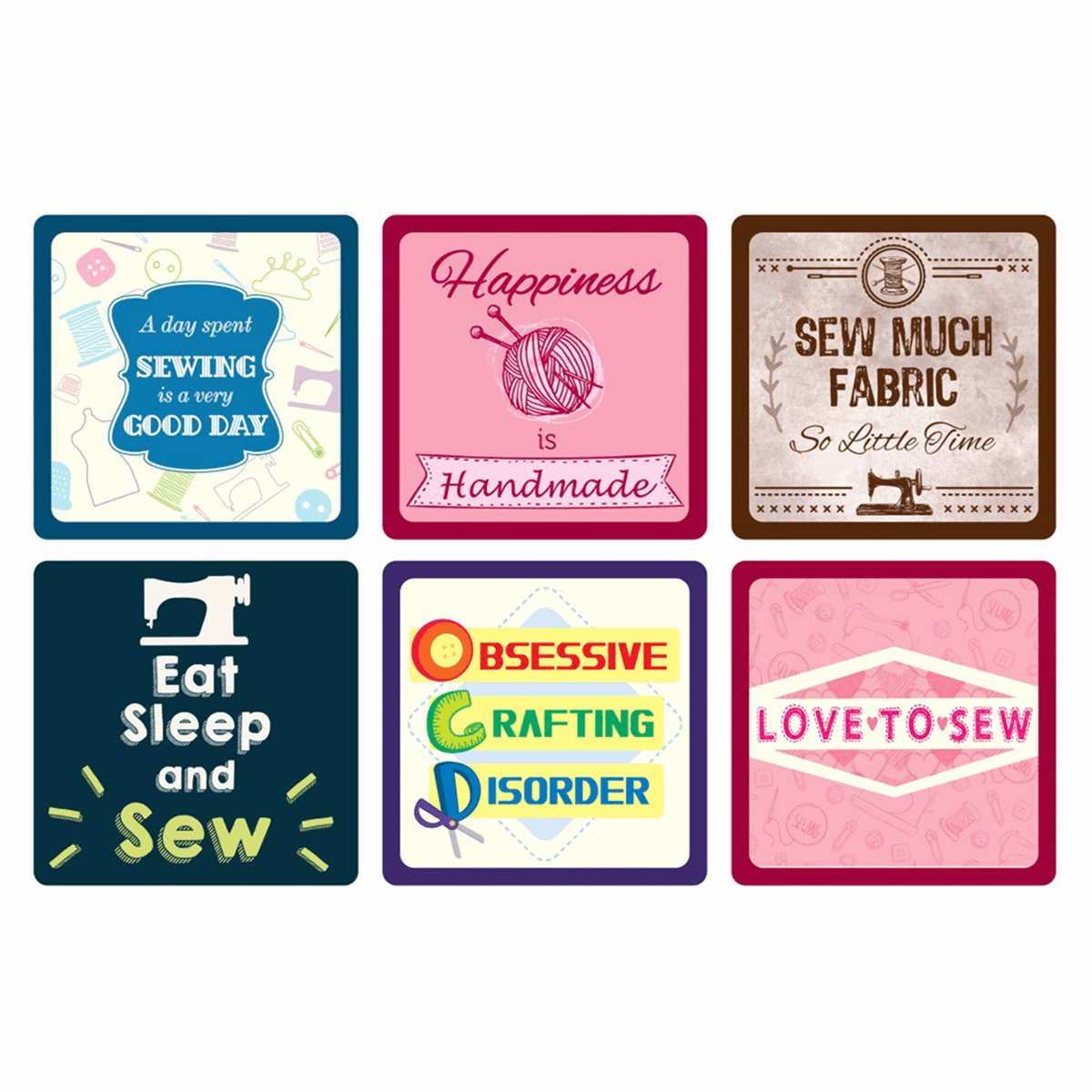 Groves Quilting Accessories Sewing Themed Coasters Set Of Six  - The Sewing Studio