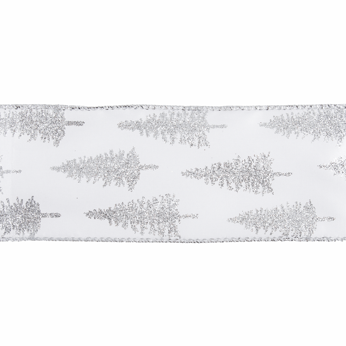 Groves Ribbon Premium Wire Edge Ribbon Trees Silver 63mm Wide Price Per Metre  - The Sewing Studio