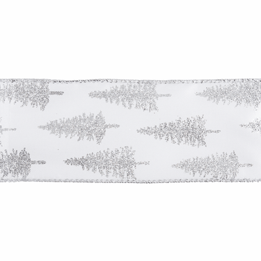 Groves Ribbon Premium Wire Edge Ribbon Trees Silver 63mm Wide Price Per Metre  - The Sewing Studio for sale UK - The Sewing Studio