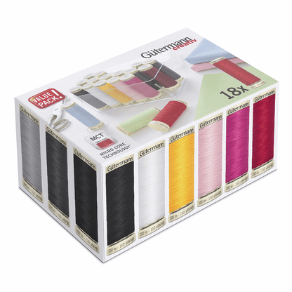 Gutermann Threads Gutermann Thread Set Polyester Sew-All thread 100m Pack of 18  - The Sewing Studio