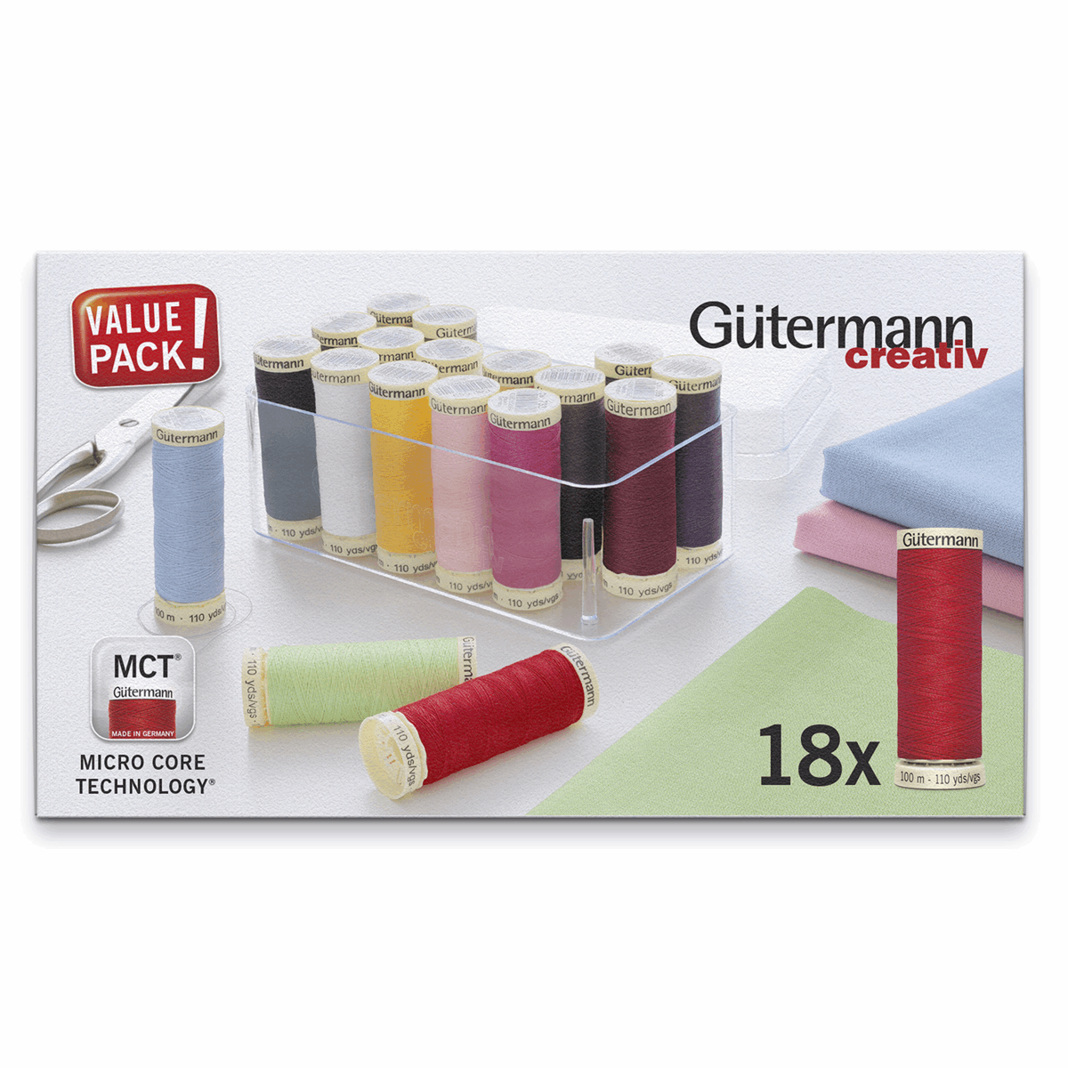 Gutermann Threads Gutermann Thread Set Polyester Sew-All thread 100m Pack of 18  - The Sewing Studio