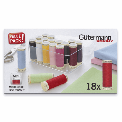 Gutermann Threads Gutermann Thread Set Polyester Sew-All thread 100m Pack of 18  - The Sewing Studio