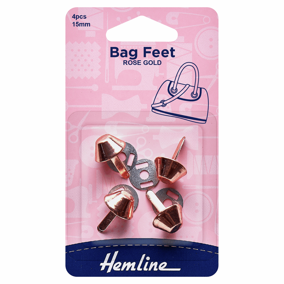 Bag Feet Base Nails: 15mm: Rose Gold: 4 Pieces