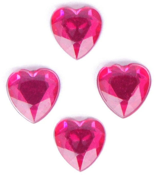 Acrylic Stones: Glue-On: Heart: 6mm: Cerise: Pack of 35