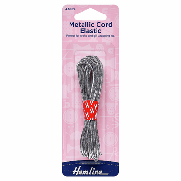Hemline Elastic Elastic: Metallic Cord Silver: 4.5 Metres x 1.3mm Wide  - The Sewing Studio for sale UK - The Sewing Studio