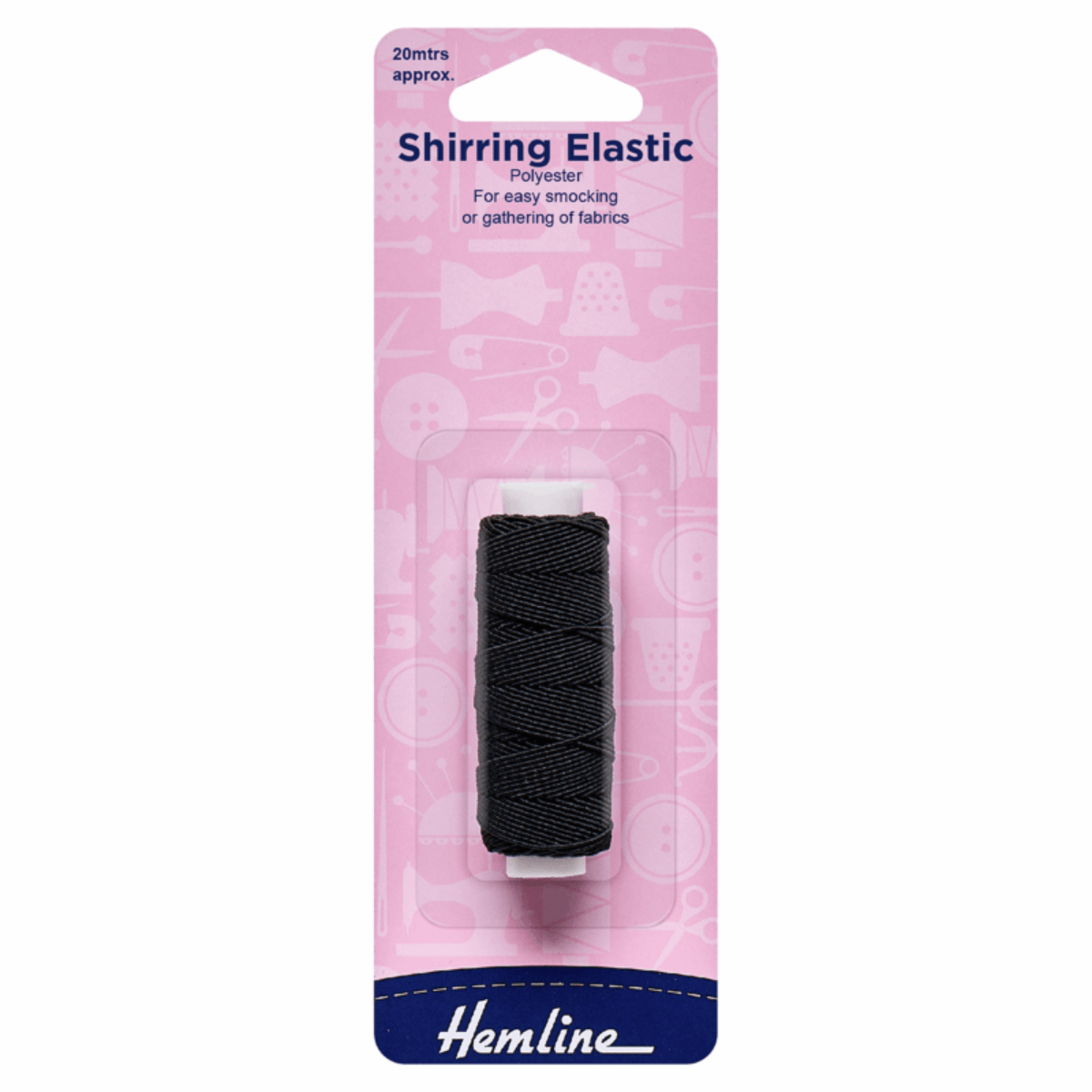 Hemline Elastic Shirring Elastic: Black: 20 Metres x 0.75mm Wide  - The Sewing Studio
