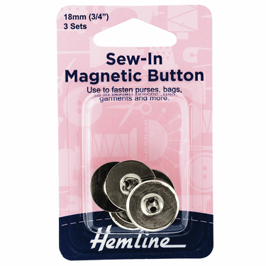 Hemline Eyelets & Fastenings Button Magnetic Sew-In 18mm Nickel 3 Sets  - The Sewing Studio for sale UK - The Sewing Studio