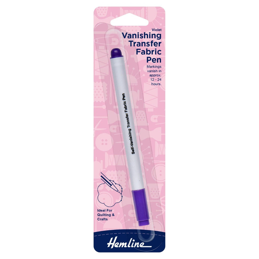 Hemline Quilting Accessories Vanishing Transfer Fabric Pen (Violet)  - The Sewing Studio
