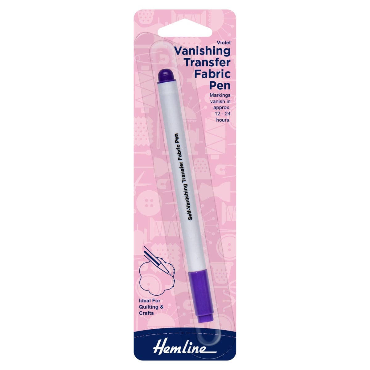 Hemline Quilting Accessories Vanishing Transfer Fabric Pen (Violet)  - The Sewing Studio