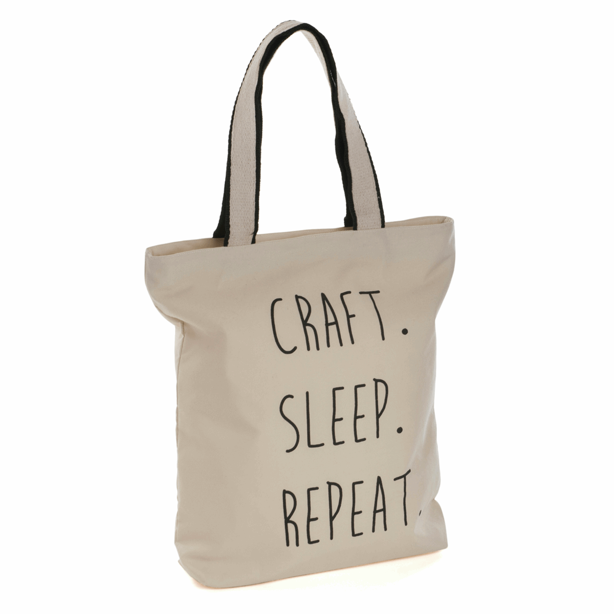 HobbyGift Bags Craft Tote Bag: Craft Sleep Repeat. Cream cotton.  - The Sewing Studio
