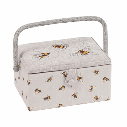 HobbyGift Sewing Tins and Boxes Sewing Box Embroidered Bees  - The Sewing Studio