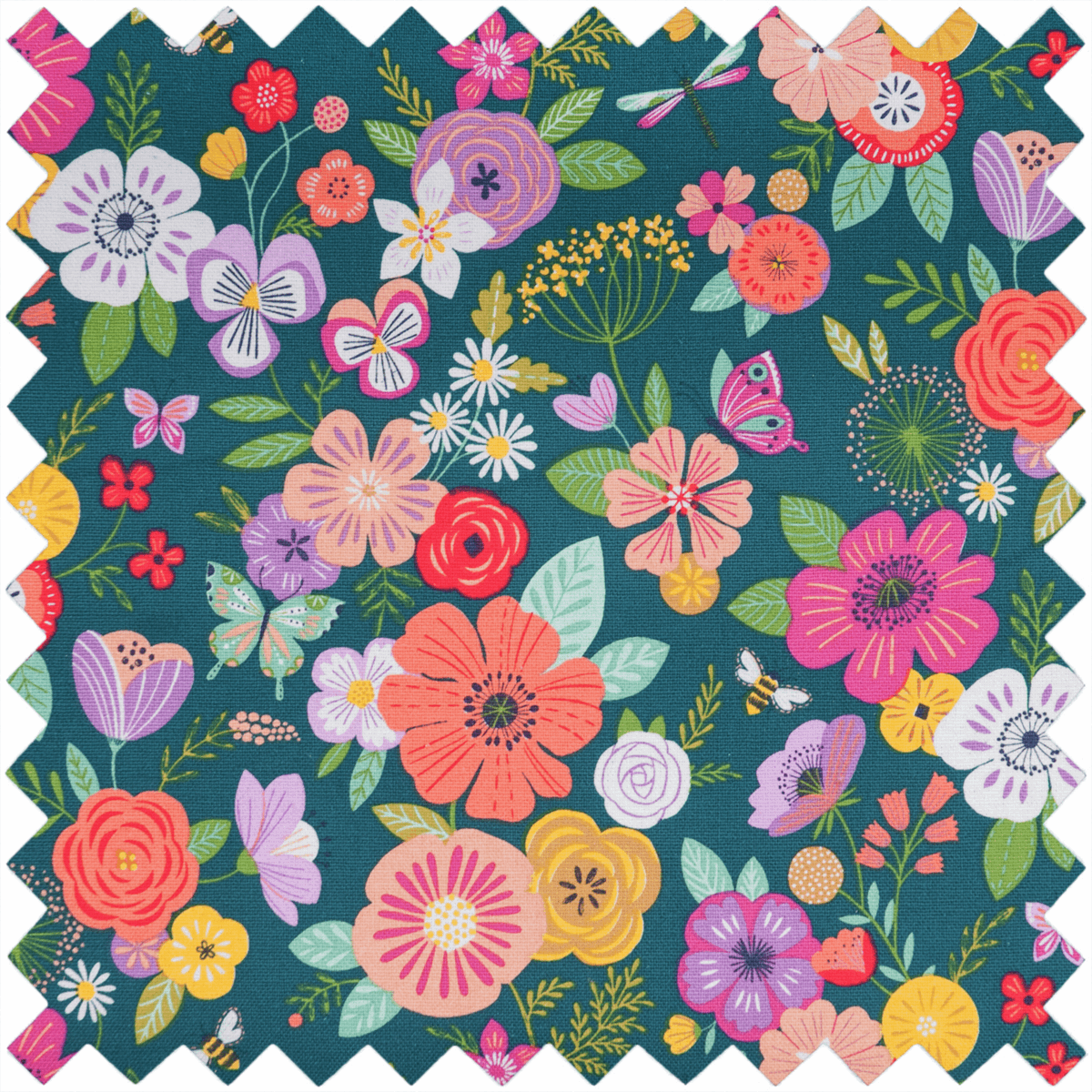 HobbyGift Sewing Tins and Boxes Sewing Box Floral Garden Teal  - The Sewing Studio