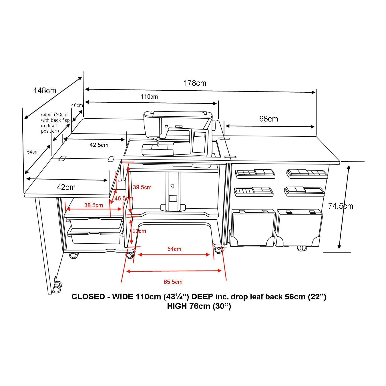 Horn Sewing Cabinets Horn Eclipse XL White  - The Sewing Studio