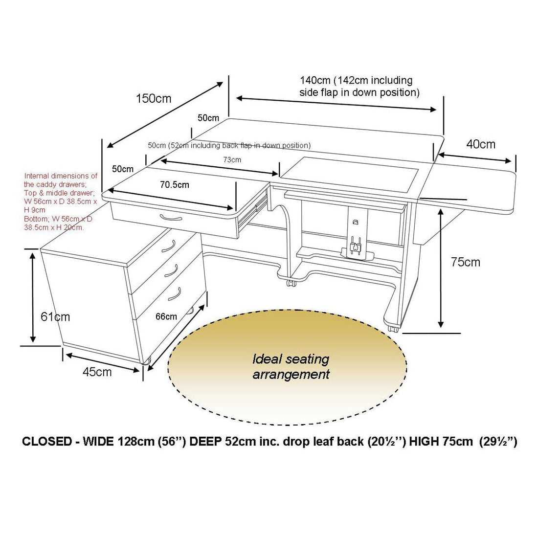 Horn Sewing Cabinets Horn Super Q Cabinet White  - The Sewing Studio