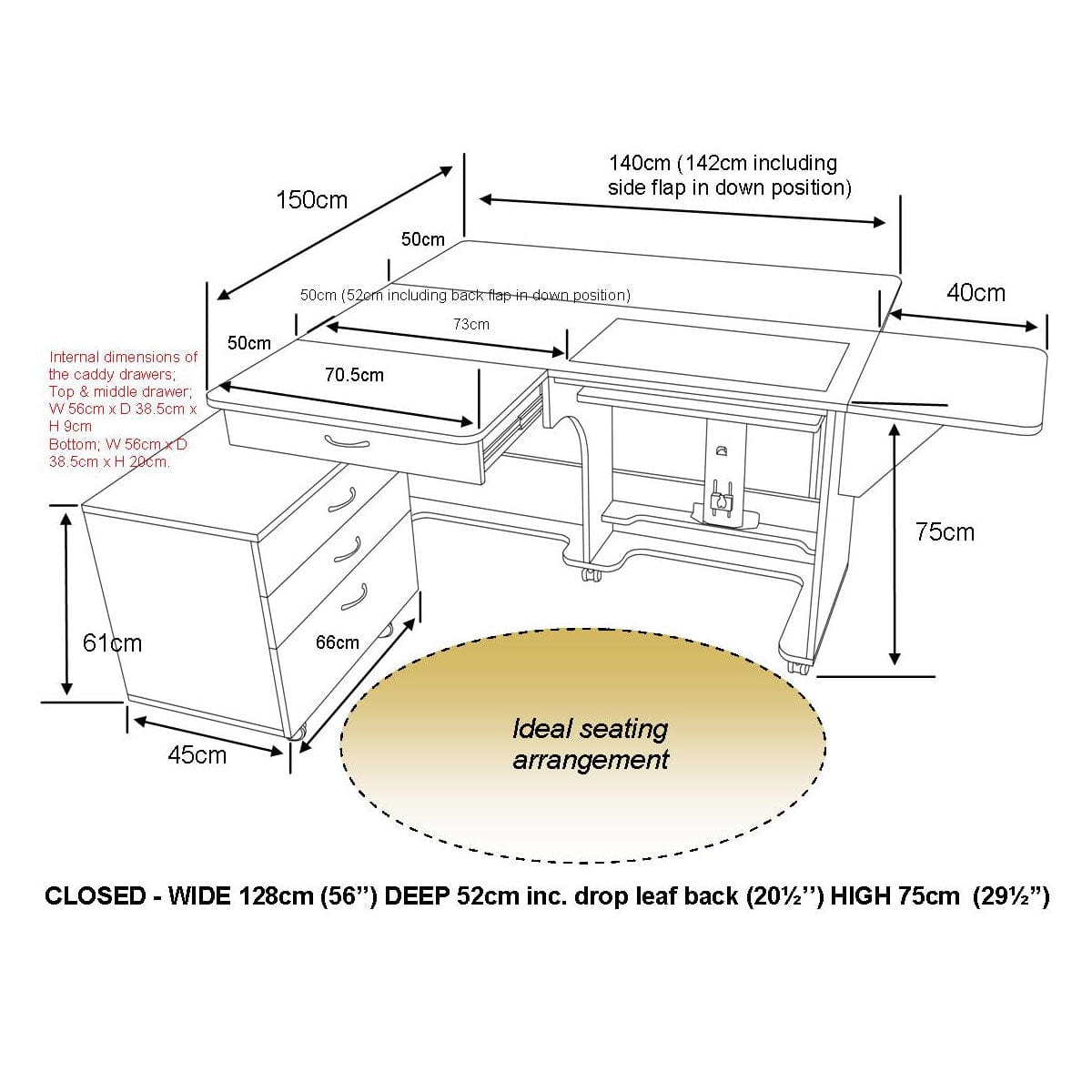 Horn Sewing Cabinets Horn Super Q Cabinet White  - The Sewing Studio