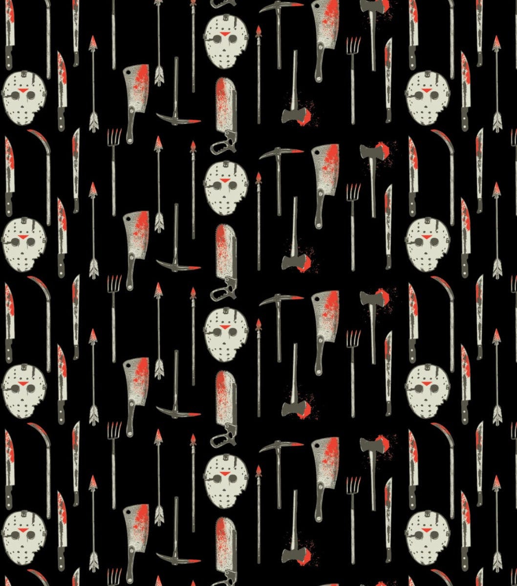 Friday The 13th Weapons and Masks Fabric