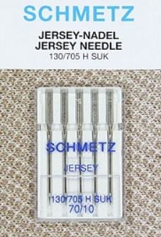 Schmetz Sewing Machine Needles: Jersey Ball Point Size 70/10. Pack of 5 needles.