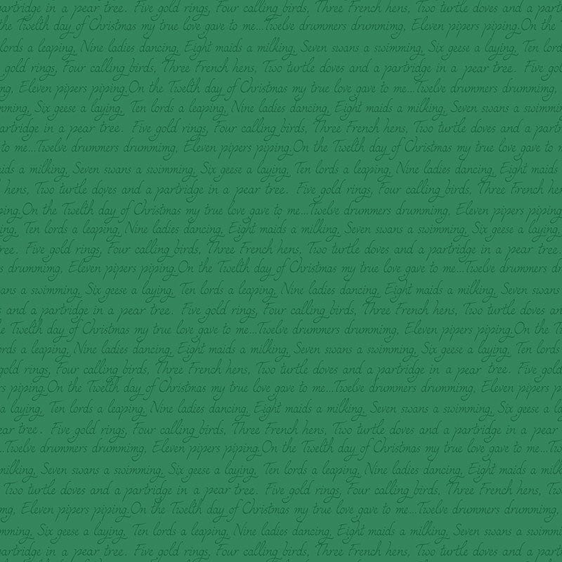 Lewis And Irene 12 Days Of Christmas Fabric Green Script C78-2