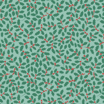 Lewis And Irene 12 Days Of Christmas Fabric Holly On Blue C79-2