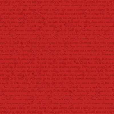 Lewis And Irene 12 Days Of Christmas Fabric Red Script C78-3