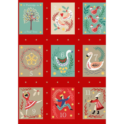 Lewis & Irene 12 Days of Christmas Squares on Red C77-3