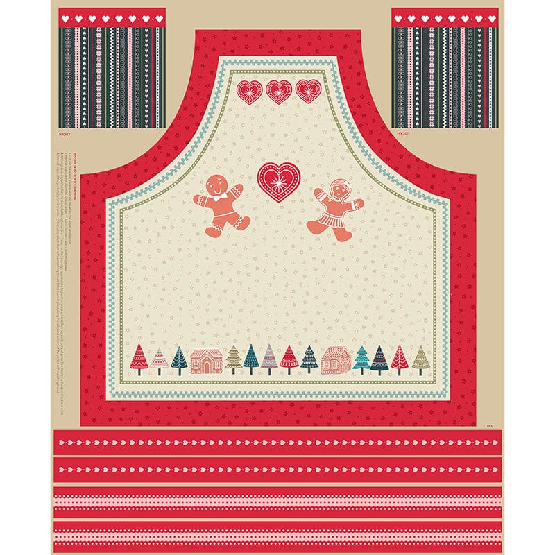 Red Lewis and Irene Fabric Panels & Labels Lewis & Irene Gingerbread Season Apron Panel C82 - The Sewing Studio