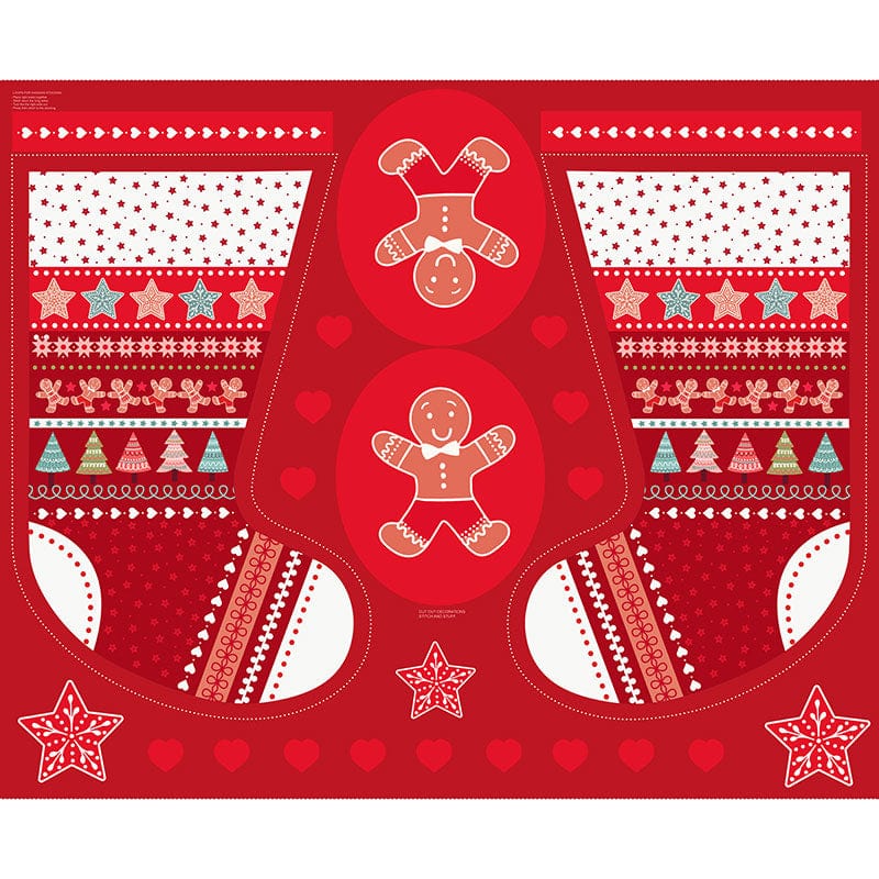 Red Christmas, Stocking Panel Lewis and Irene Fabric Panels & Labels Lewis & Irene Gingerbread Season Stocking Panel C83 - The Sewing Studio