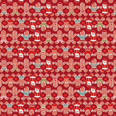 Lewis And Irene Gingerbread Season Fabric Gingerbread People On Red C87-3