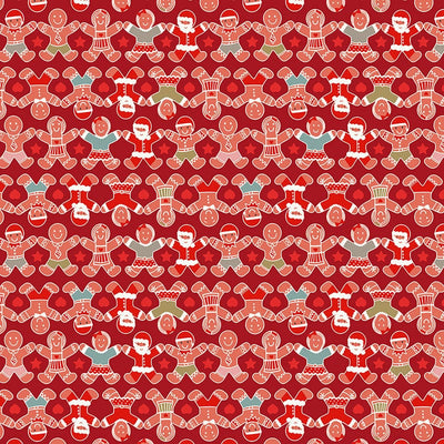 Lewis And Irene Gingerbread Season Fabric Gingerbread People On Red C87-3