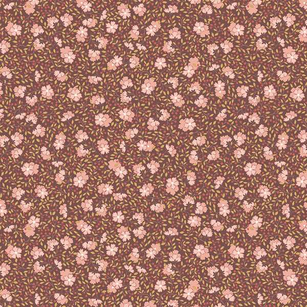 Lewis And Irene Hannahs Flowers Fabric Ditzy Floral On Chocolate A617-3